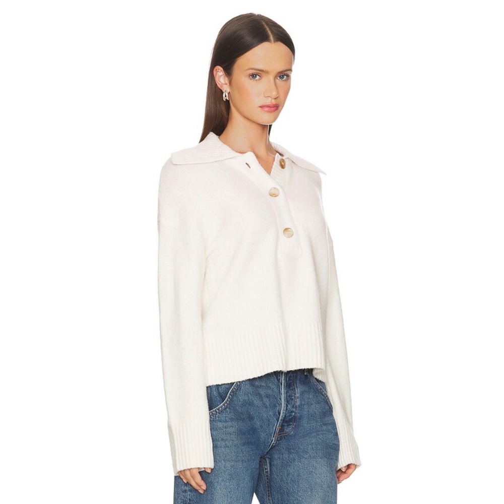 Free People Trading Up Polo Sweater Cream Ivory XS‎